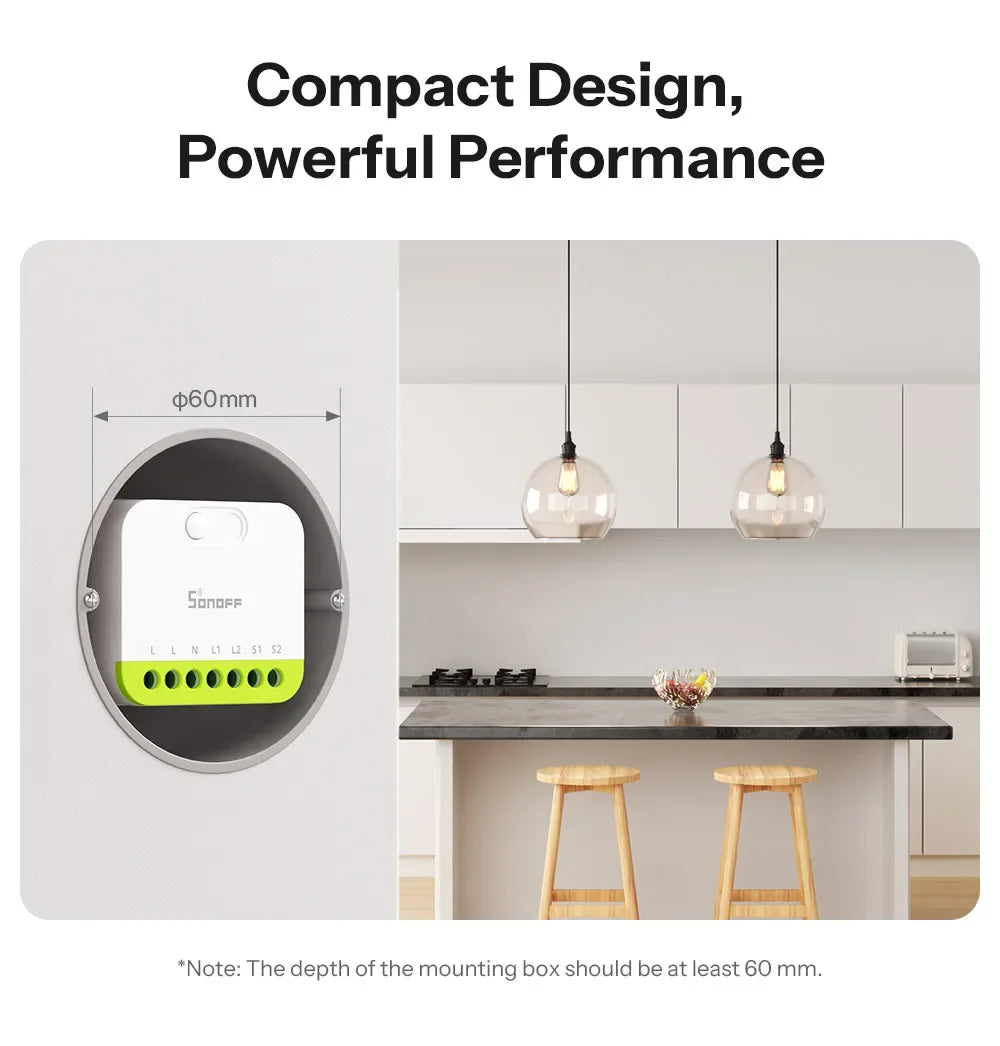 SONOFF MINI DUO 2-Gang Zigbee Smart Switch MINI-ZB2GS Small & Safe Dual-Load Control Supports External Switch Require zigbee hub