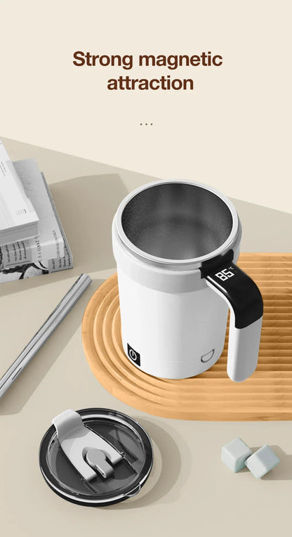 380ML Automatic Magnetic Stirring Mug with Straw & Lid Stainless Steel Waterproof USB Electric Mixing Coffee Mug 2025 New