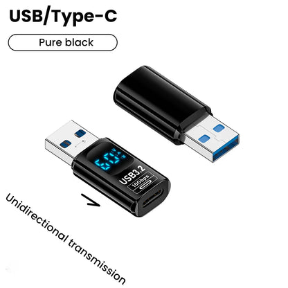60W USB 3.2 Adapter LED Digital Display Transmission Data Converter Fast Charge Data Sync Adapter USB To Type C Charger Adapter