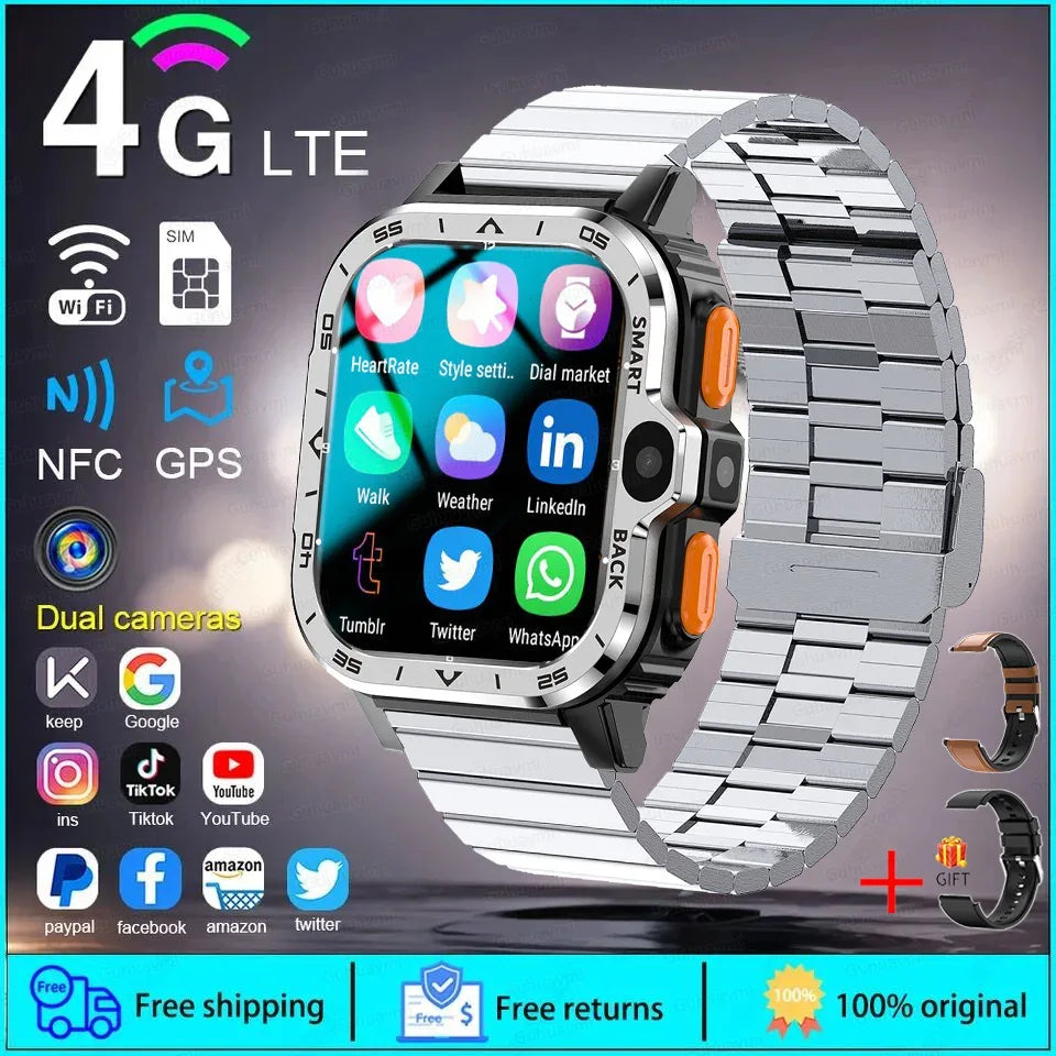 2024 New SIM Smart Watch 2.03inch 4G Network GPS Wifi NFC Dual Camera 64G ROM Storage Google Play Small mobile phone Smartwatch