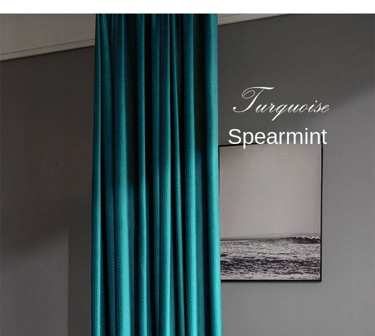 Home Art High-end Curtains for Living Room Luxury Bedroom Blackout Curtain Solid Color Japan Style Fishbone Pattern Room Drapes