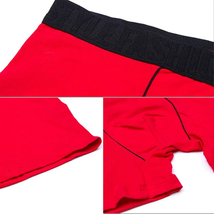 4pieces BONITOS Cotton Boxer Briefs Letter Waistband Men's Panties Print Boxers Underwear Men Underpants Gift Christmas Hat