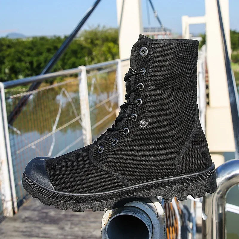 2024 Men's Fashion Canvas Shoes Spring and Autumn Outdoor Shoes Thick-soled High-top Shoes Cuff Shoes Fashion Sports Shoes