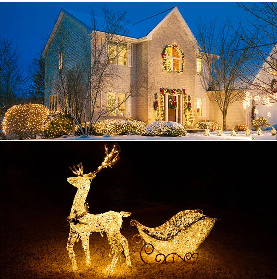2025 Christmas 10M-100M LED Solar Fairy Lights LED String Garland Tree Decoration Light for Outdoor Garden Lawn Camping Decor