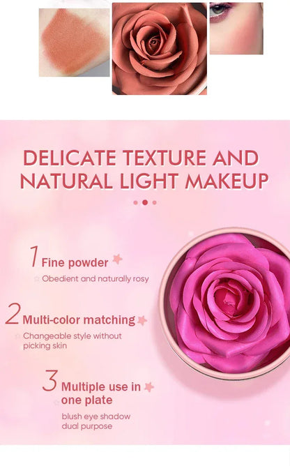 4-Color Rose Petal Blush,Waterproof Blush Cream,Natural Finish,Light Coverage,Perfect Gift for Christmas and Valentine's Day