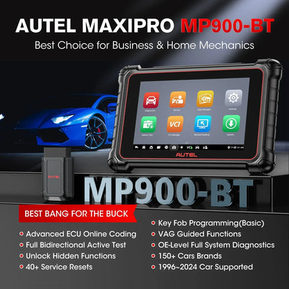 Autel MaxiPRO MP900-BT OBD2 Scanner ECU Coding Bidirectional Scan Tool VIN/License Scan 40+Service Upgraded of MP808BT Pro/MP900