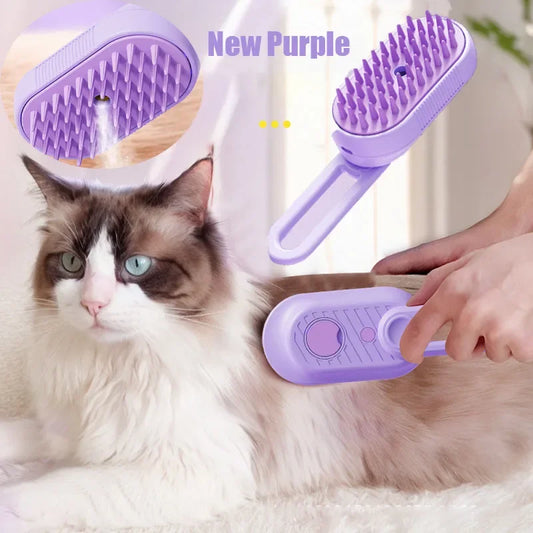Steamed dog brush with essential oil Electric Spray Cat Hair Brush 3 in1 Dog Steamer Brush for Massage Pet Grooming Removing by PDG ibma