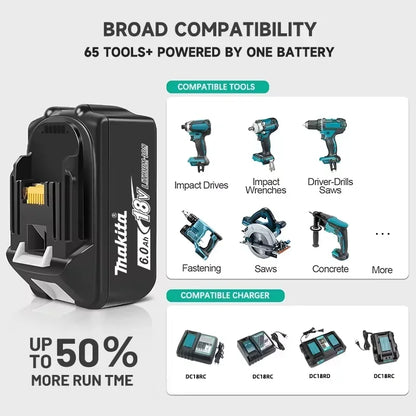 Genuine 6AH makita BL1860 6ah Battery Power Tools Li-ion Replacement LXT BL1850 BL1840 for 18V Screwdriver with BMS 18v battery