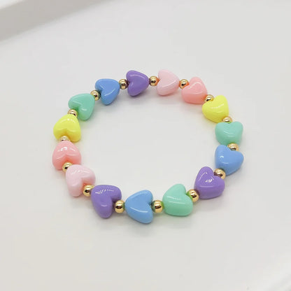 KKBEAD Candy Color Heart Bracelets for Girl Gift Letter MAMA Jewelry Mother's Day Gifts Stretch Bracelet for Women Pulseras