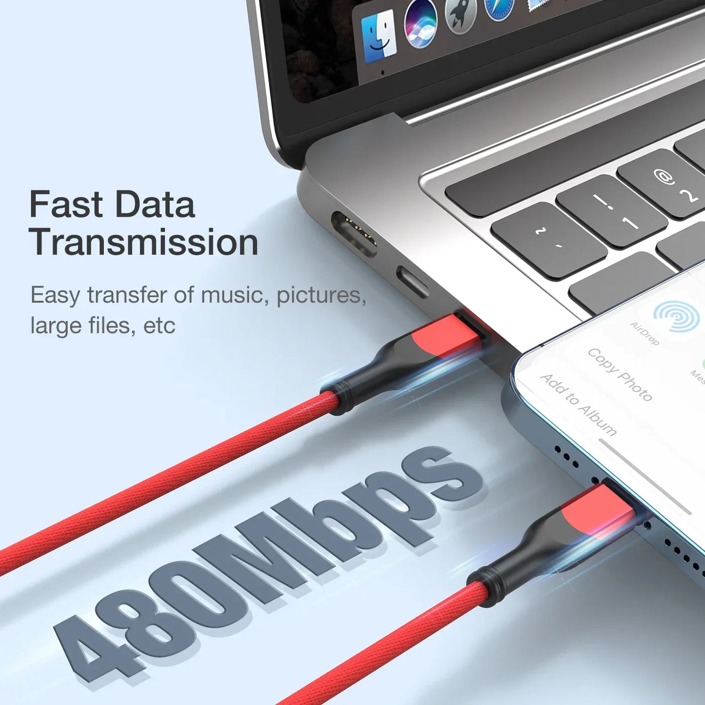 PD 27W Fast Charge Cable For iPhone 14 13 12 11 Pro Max X 6 7 8 Plus SE iPad USB Type C To Lighting Data Charger USBC Wire 2M 3M
