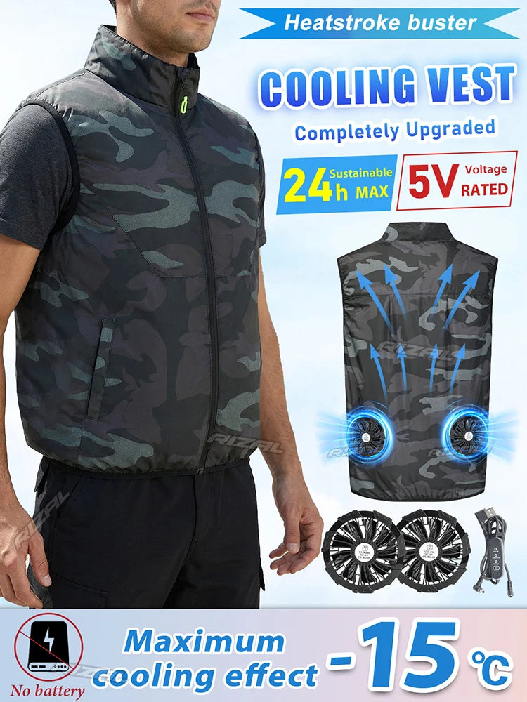 2026 Must-have Fan Vest Wearable Cooling vest Air-conditioned Clothes Breathable for Daily Commute Hiking Fishing Camping