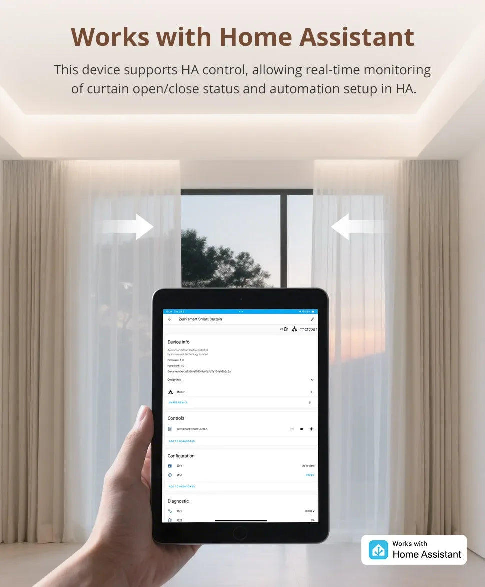 Matter Over WiFi Smart Sliding Curtain Motor Support Google Home Smartthings Homekit Alexa Control Automatic Curtain System