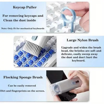 7-in-1 Wireless Earphone Cleaning Pen, Earbud Cleaning Pen, Keyboard Cleaning Brush, Laptop Screen, Keyboard, and Earphone Cleaning Kit, Multifunctional Cleaning Tool, Cleaning Set