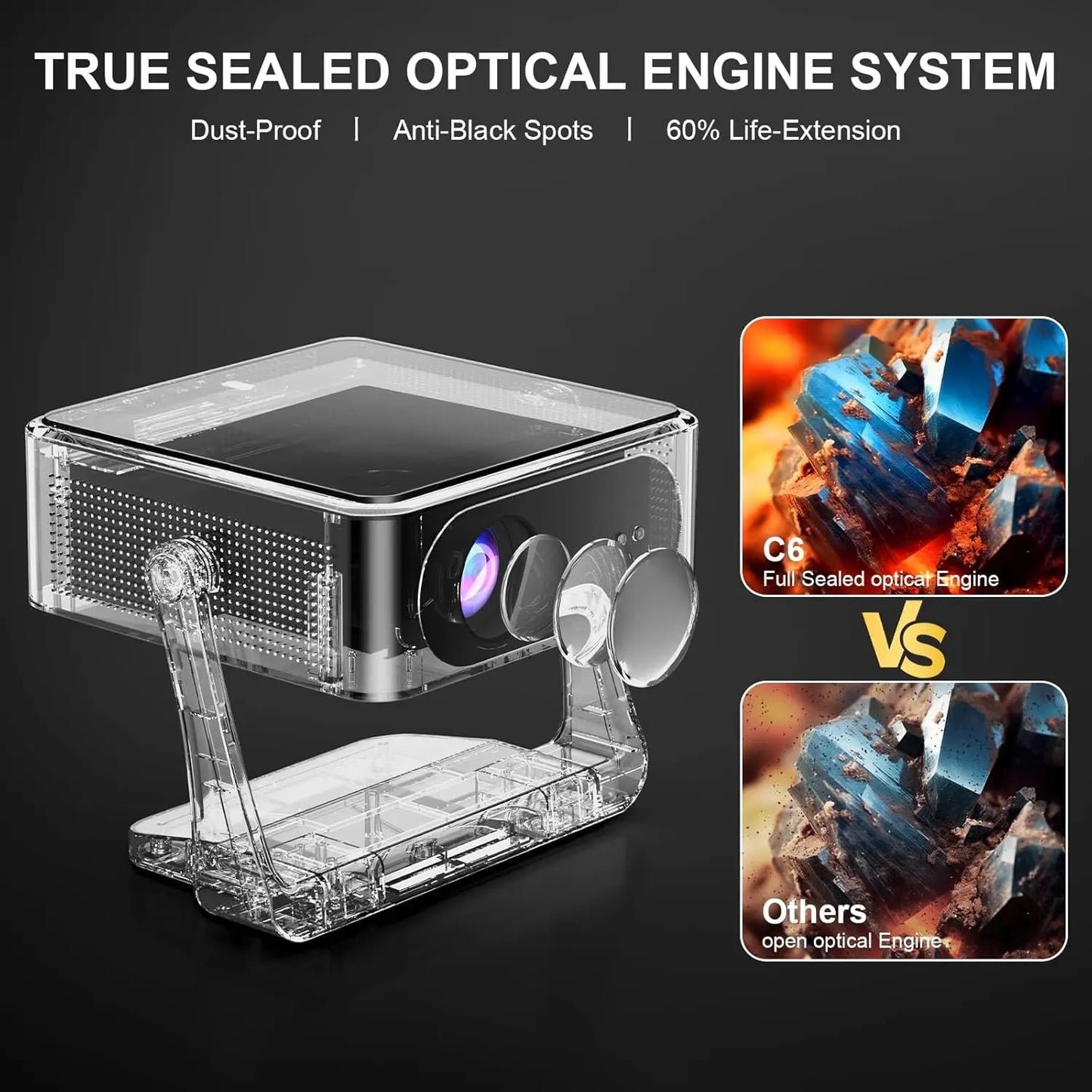 Fintex C6 Ultra Projector 4K FullHD 18000Lumen 1080P HDR10 Proyector 800 ANSI AndroidTV14.0 ASA3.0 AutoFocus Portable Projectors