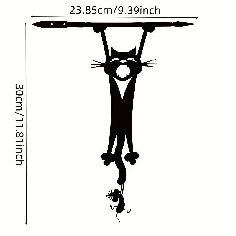 1pc Cat and Mouse Metal Wall Art - Whimsical Silhouette Outdoor Garden Decor, Ideal for Home and Garden, Mother'S Day Gift