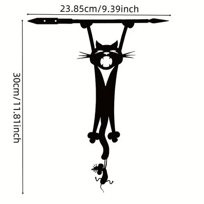 1pc Cat and Mouse Metal Wall Art - Whimsical Silhouette Outdoor Garden Decor, Ideal for Home and Garden, Mother'S Day Gift