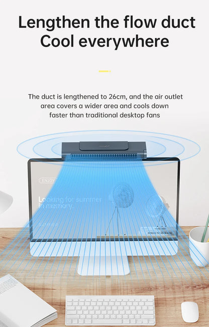 2026 Upgraded Portable Air Conditioner USB Charger Adjustable Office Computer Screen Mounted Electric Fan Desktop Tower F