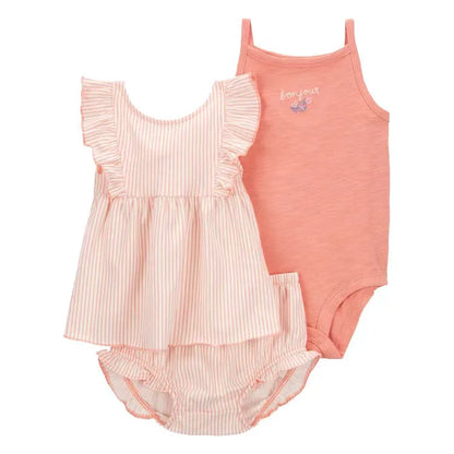 Newborn Baby Girl Clothes Set Summer Fashion Flower Cotton Infant Outfits Short Sleeved Bodysuit Shorts 3Pcs Toddler Clothing