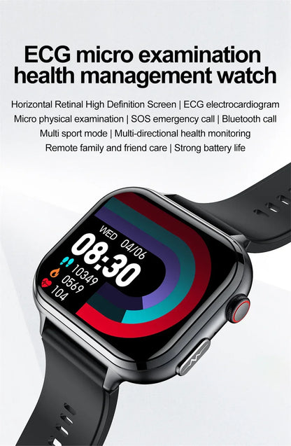 2025New Medical Grade ECG+PPG Smart Watch BMI Body Fat Uric Acid Painless Non-invasive Blood Sugar Monitoring Calling Smartwatch