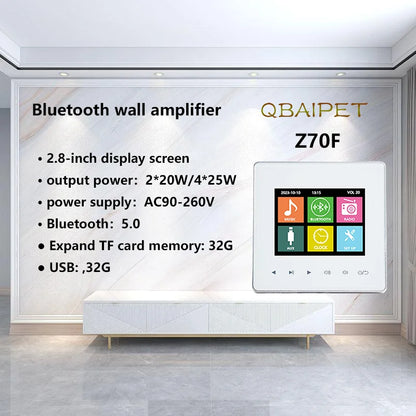 2.8inch Bluetooth Wall Amplifier Touch Screen Mini Stereo Amp Home Theater Sound System Audio Support Fm Radio Aux for Residenti