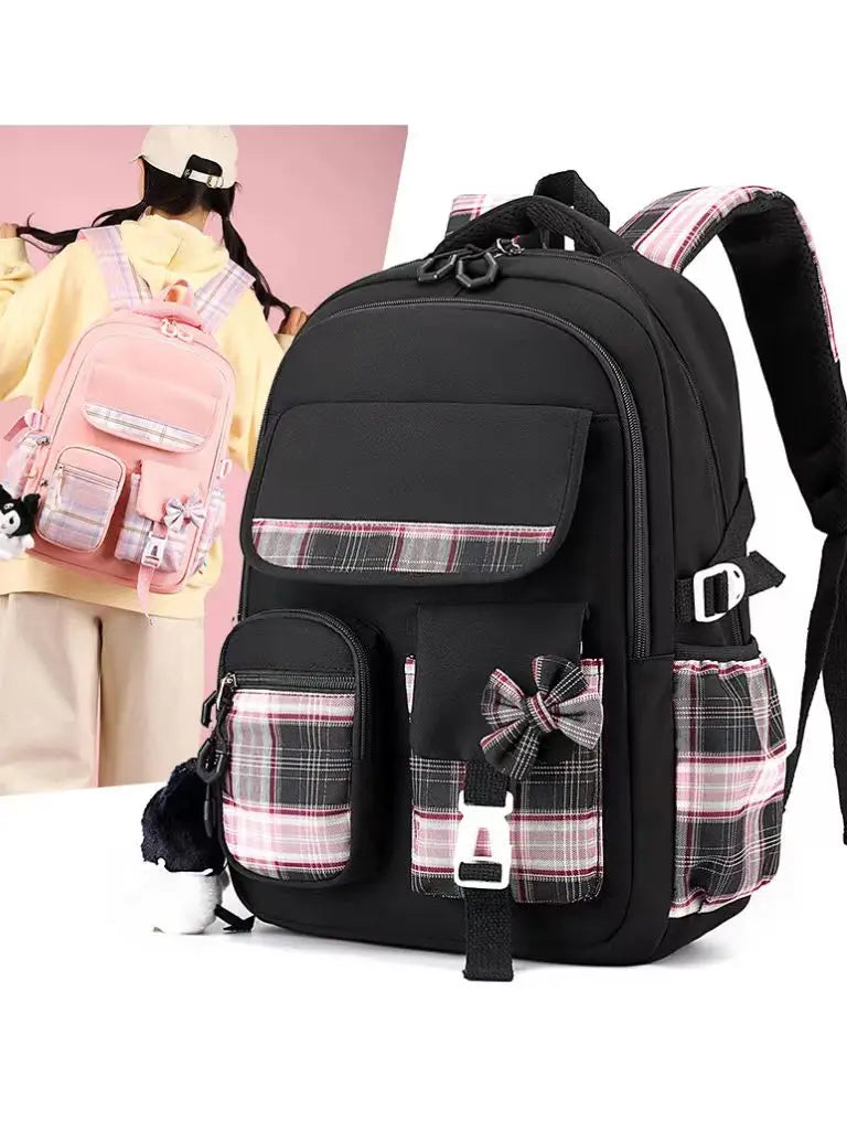 2025 New Student Backpack, Cartoon Cute Girl Backpack, Multi Pocket Lightweight Load Reduction Backpack