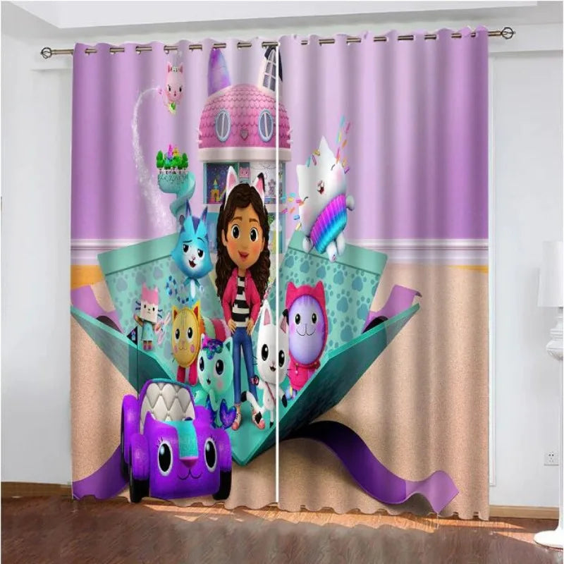 Gabby Doll house 3D Printed Blackout Curtain for Kids Adults Bedroom Home Decor