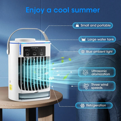 Mini Portable Air Conditioner Fan, Personal Water Cooling Air Cooler Fan, Mobile Small Conditioning Fan for Room Office Cars
