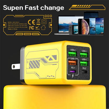 240W 6 Ports USB C Charger Fast Charging EU/US/UK Wall Charger For iPhone Samsung Xiaomi Type C Quick Charge Phone Power Adapter