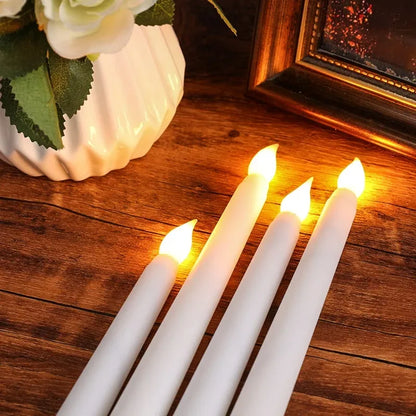6/12Pcs LED Flameless Taper Candles Tapered Candle Battery Operated Warm White Flickering Flame Handheld Candlesticks Home Decor