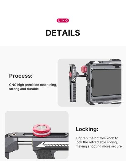 Ulanzi Lino Cage for iPhone 16 15 14 13 X XR XS Max Mini/Pro/Pro Max Smartphone Handle Grip Phone Smartphone Vlog Video