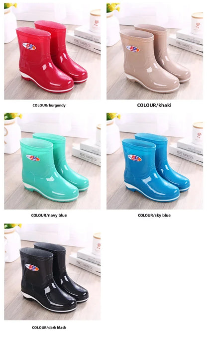 Women's Short Rain Shoes Non-slip Waterproof Rubber Boots Durable Wear-resistant Rain Boots Fleece Lined Warm Shoes Wholesale