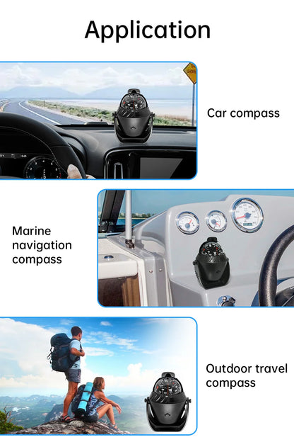 1pc Electronic Navigation Compass Sea Marine Pivoting Compass Camping Gear With Magnetic Declination Adjustment For Car Ship