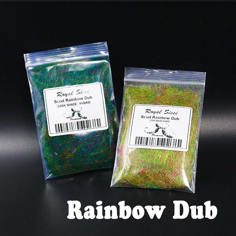 Royal Sissi Hot 2 Styles Fly Tying Rainbow Scud Dub Light & Dark Shade Nymph Dubbing for Trout Flies Colorful Synthetic Shaggy D