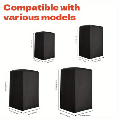 Durable Black 210D Oxford Cloth Speaker Covers - Water and Dust Resistant, Multiple Sizes for Home Theater Outdoor Sound Systems