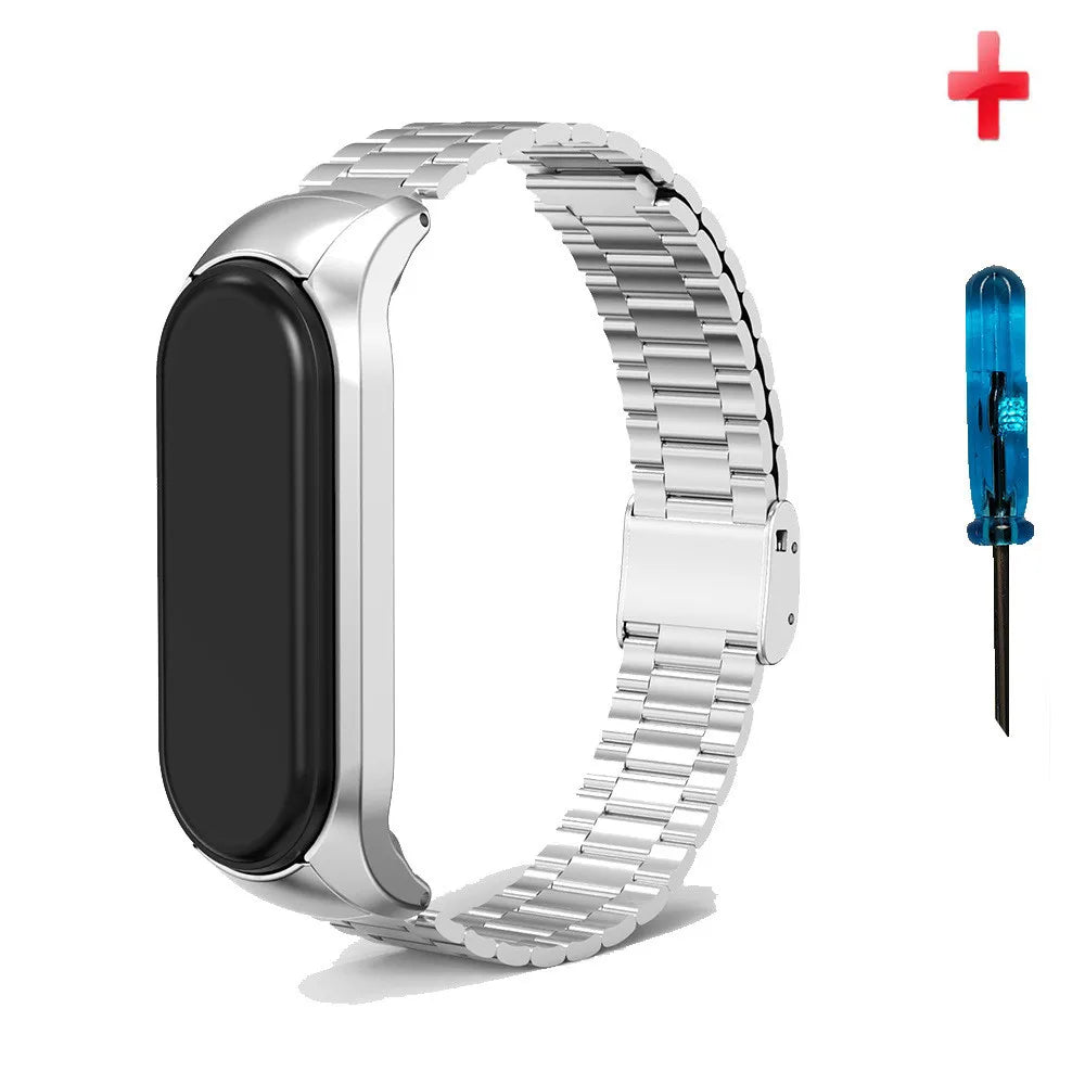 Metal Strap For Mi Band 6 5 4 3 Luxury Stainless Steel Bracelet Watchband For Xiaomi Miband Pink Gold Sliver Wristband With Tool