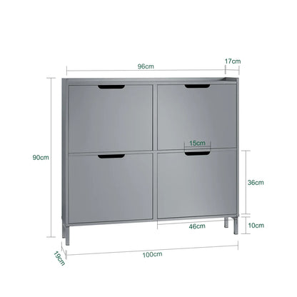 SoBuy FSR100 4 flap shoe rack 8 shelf surface shoe cabinet narrow shoe chest of drawers shoe shelf