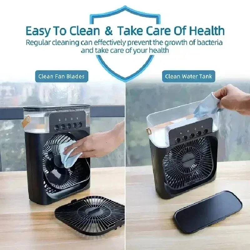 3-in-1 portable humidifying fan, mini USB air conditioning fan with LED night light function, water mist humidification, fun hom
