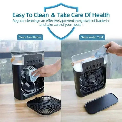 3-in-1 portable humidifying fan, mini USB air conditioning fan with LED night light function, water mist humidification, fun hom