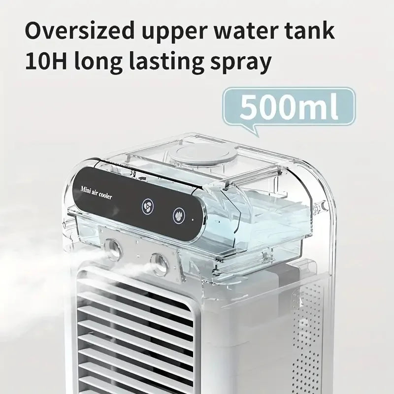 500ml water capacity air cooler fan, silent USB charging small fan, 9-blade high wind power