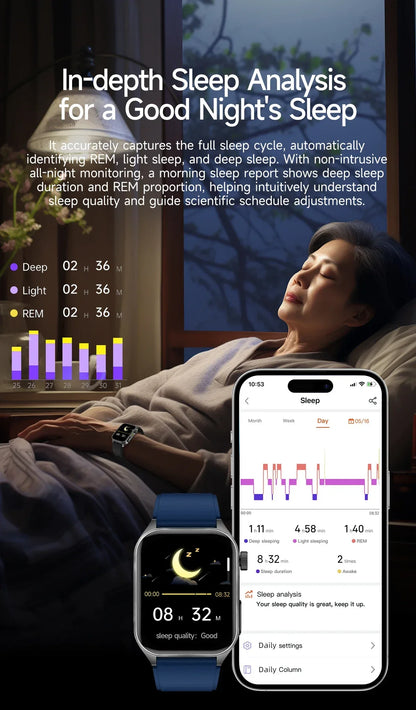LIGE New Accurate ECG+PPG Smart Watch Laser Therapy Blood Lipid Uric Acid BP Heart Health Analysis BT Call Smartwatch Men Women