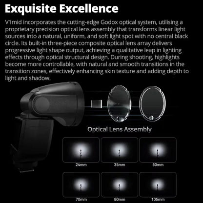 Godox V1 mid TTL HSS Wireless Transmission Speedlite Flash 1/600s-1/20000s Li-ion Round Head Camera Flash for Sony Canon Nikon