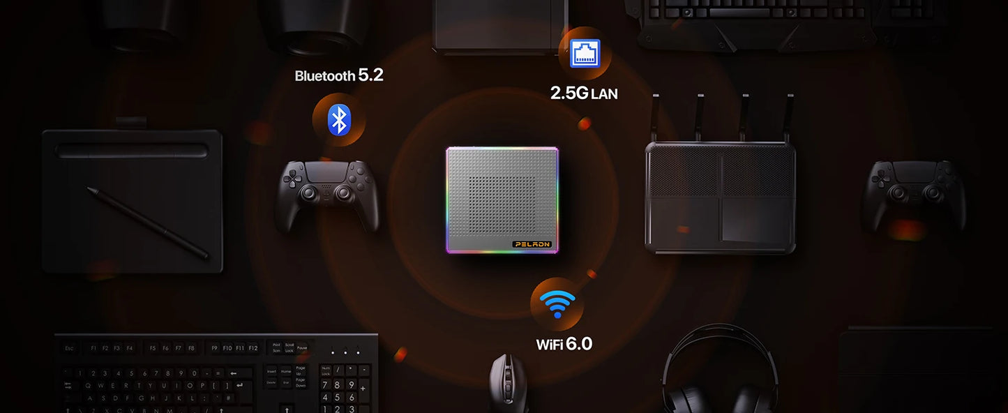 PELADN HO4 Gaming Mini PC AMD Ryzen 7 8845HS 32GB DDR5 5600MHz 1TB PCIe4.0 SSD, AMD Radeon 780M with Dual RJ45 LAN, WiFi6 BT5.2