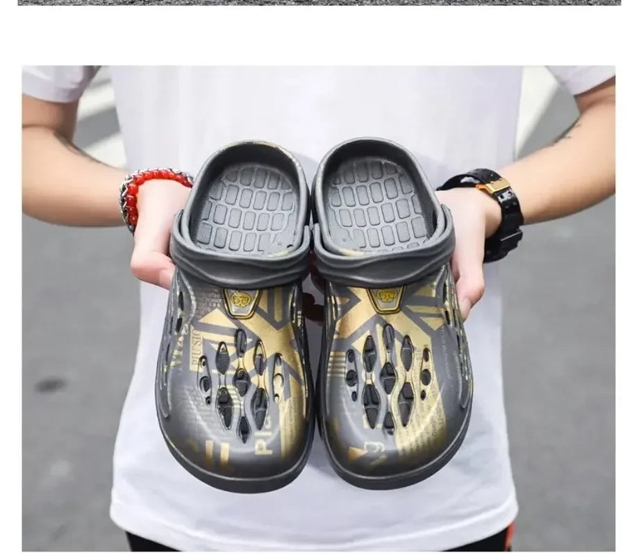 Plus Size 49 Men Non-slip Sandals Clogs Men and Women Home Beach Slippers Breathable Lightweight Men Outdoor House Slides