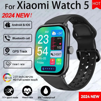 Global Upgrade Version Watch 5 HD AMOLED Display Screen Heart Rate Bluetooth Call GPS Track Waterproof Sports Men Smart Watch