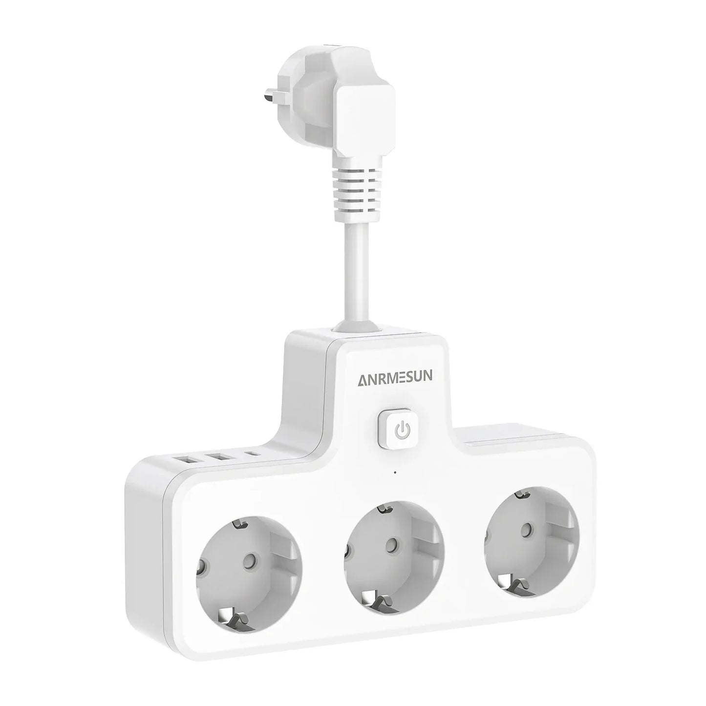 3840W EU Plug Power Strip with 2USB-A and Type-C Fast Charging Outlets Adapter Electrical Socket 250V 16A with Expansion Cable