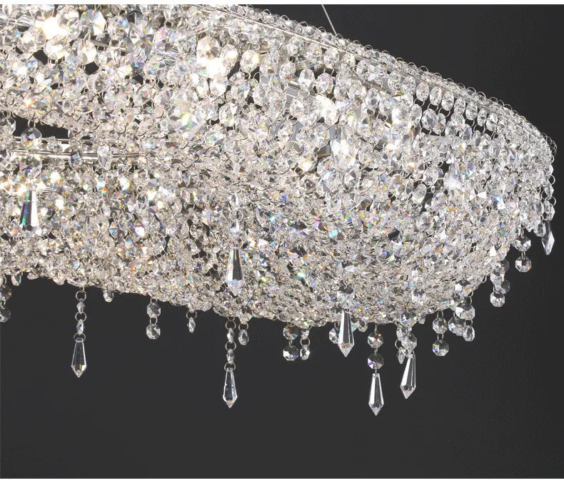 2025 Modern Luxury Round Oval Crystal Chandelier For Living Dining Room Chrome Luster LED Pendant Lights Hotel Duplex Villa Lamp