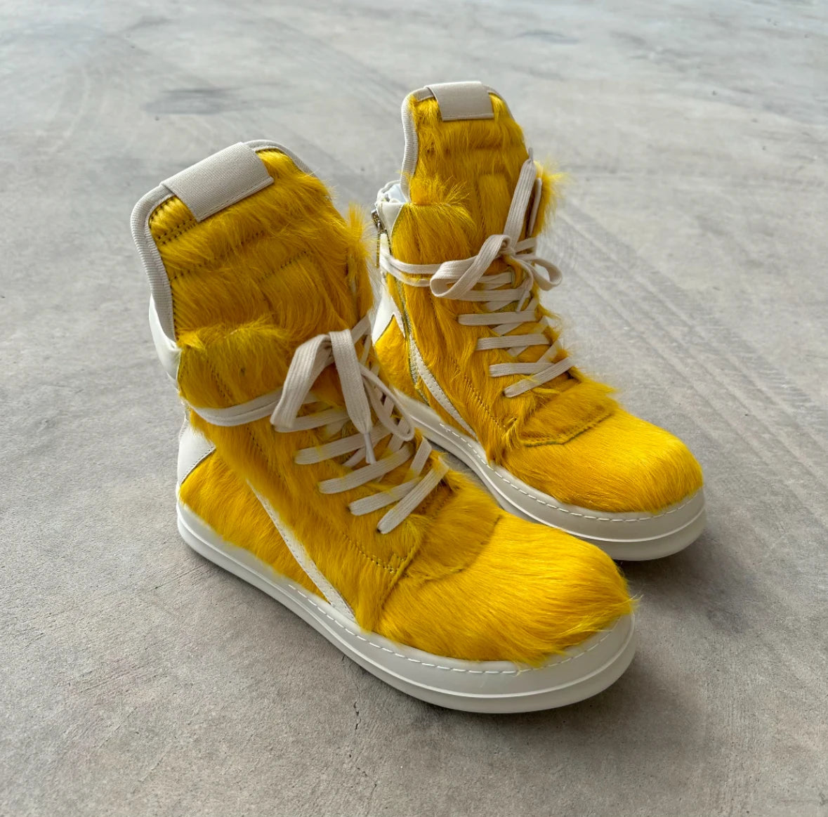 Ro Casual Shoes Men High Top Shoe Black Horse Hair Women Sneaker Black Horsehair Ankle Boot White Leather Boots Flat Sneakers