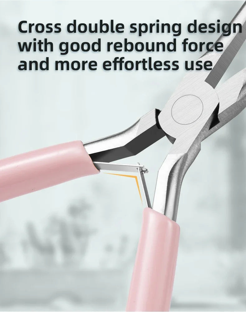 Pink Long Nose Pliers Set Professional Nail Art Pliers For Manicure Extension Jewelry Making Diy Craft Tools