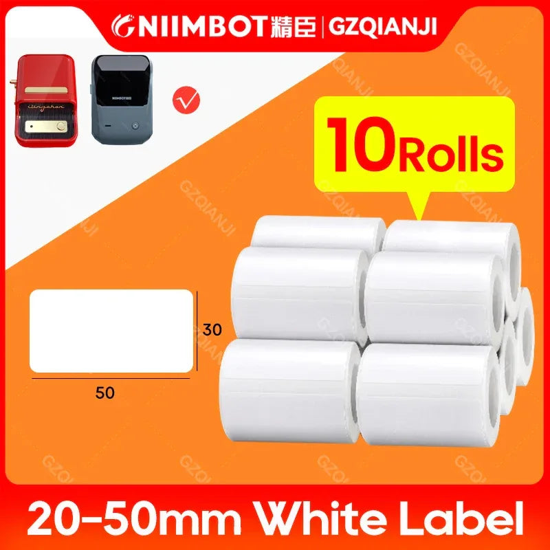 10 Rolls Niimbot B1 B21 B3S Thermal Lable Tape 5 Rolls 40mm 50mm Price Label Maker Sticker for Niimbot Printer Waterproof Paper