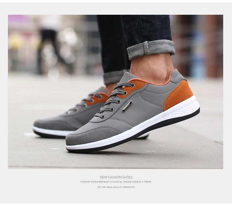 YRZL Men Shoes Spring Autumn Waterproof Walking Sneakers Leisure Male Leather Sports Shoes Non-Slip Footwear Tennis for Men
